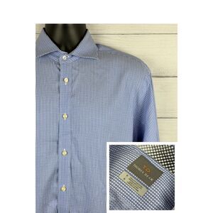 Thomas Dean Blue Check Button Up Shirt Medium